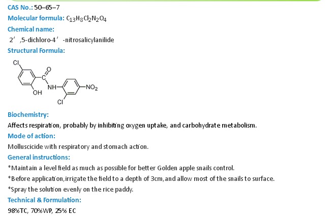 Niclosamide Ethanolamine Salt Wettable Powder 50% 25%/Supply High Quality Niclosamide CAS 50-65-7/Pesticide Niclosamide 70% wp