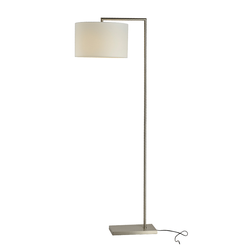 Top design hotel decor satin nickel round shade white floor stand lamp floor with fabric shade