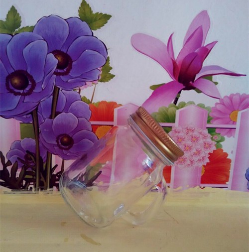 Haonai mini glass mason jar/lead free glass mason jar/small glass container with handle.