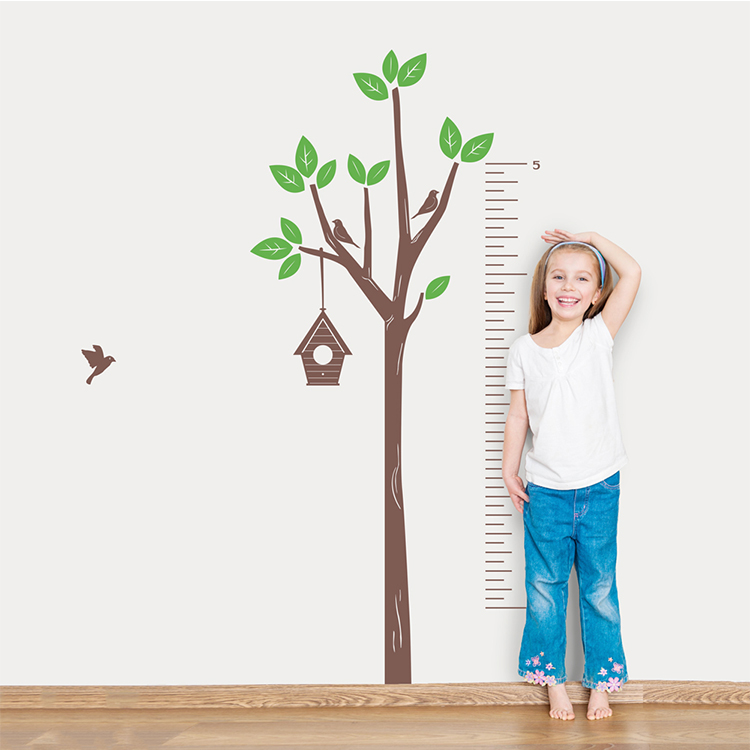 高度测量墙贴花装饰可移动墙贴,高度测量生长图表树高度测量贴纸