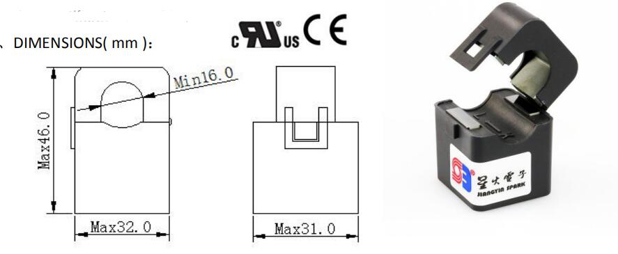 100a/40mA Split core AC current transformer sensor