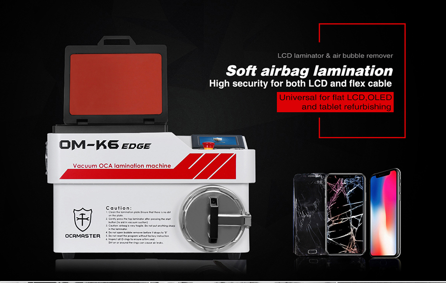 La mejor máquina de laminación OCA, máquina de laminación al vacío LCD de OM-K6 Edge Air Bag para reparación de Samsung y IPhone