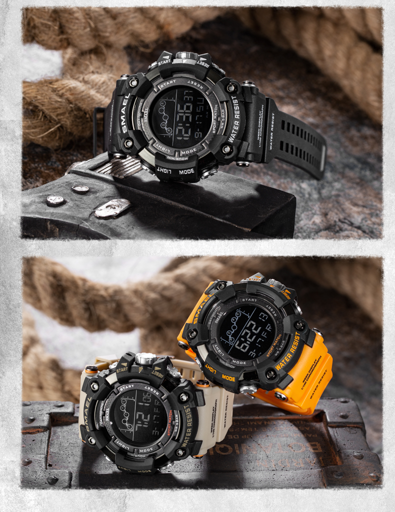 New design SMAEL 1802 sport digital watch water resistant electronic silicone wrist watch