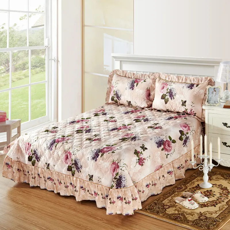Hot Sale 100 Cotton Floral Print Twin Queen King Size Quilted