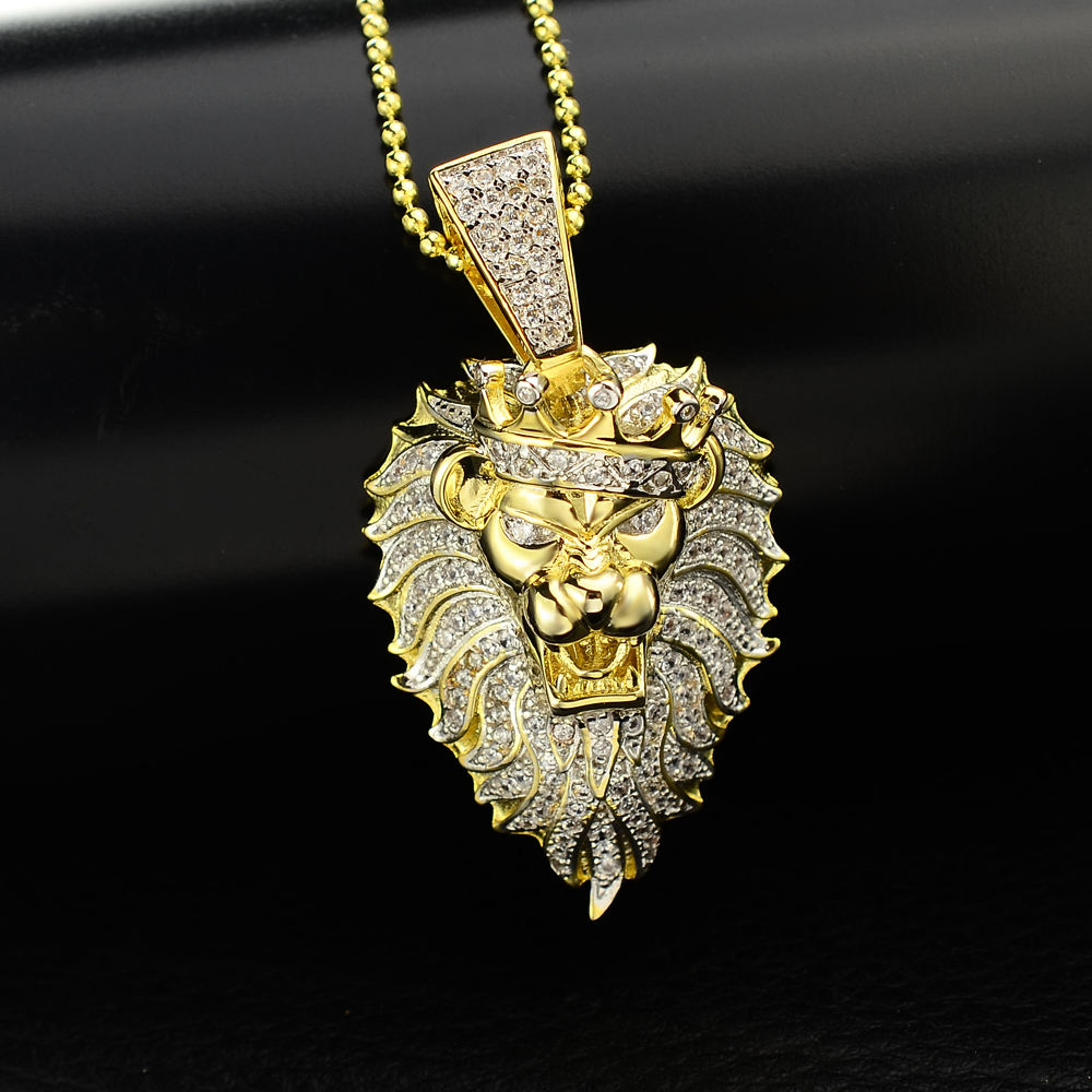 定制魅力吊坠制造商冰出铜合金狮子吊坠设计微铺hiphop男士珠宝