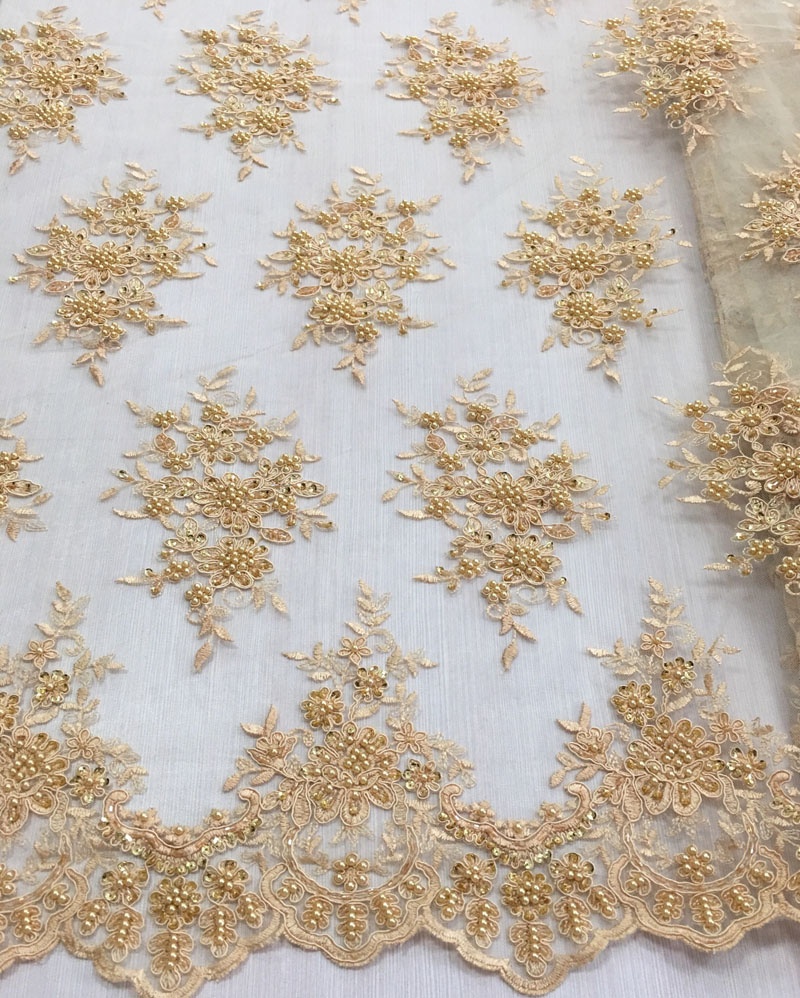 Лидер продаж, модная Тяжелая золотая бусина, жемчужный шнур, кружевная Тюлевая ткань для платья, горячая распродажа, ткань для вышивки, в наличии