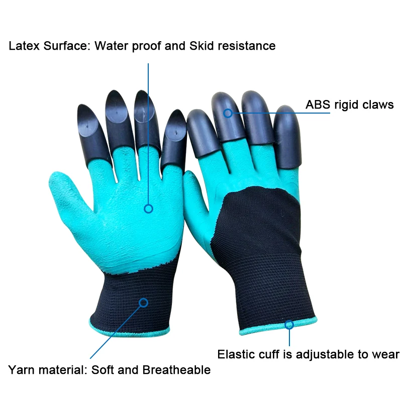 Nitrile coated safety hand protective gloves Digging Planting Garden Gloves With Claws