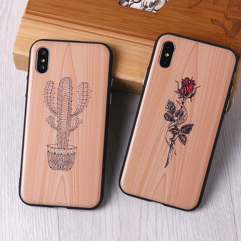 2019 Acrylic Case Cover For Iphone 6 6S 7 7plus 8 Plus Wood Grain Yellow Phone Cases For Iphone XS Max XR X Luxury Back Cover