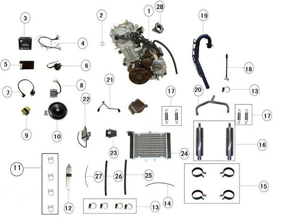 Jingling JLA-21 Luftfilter Universal (42mm) - Aus Kunststoff Für Motorräder, Roller, ATV Bis 250ccm
