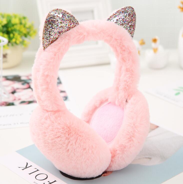 Black Fist Personalized Gesture Pattern Winter Earmuffs Ear Warmers Faux Fur Foldable Plush Outdoor Gift
