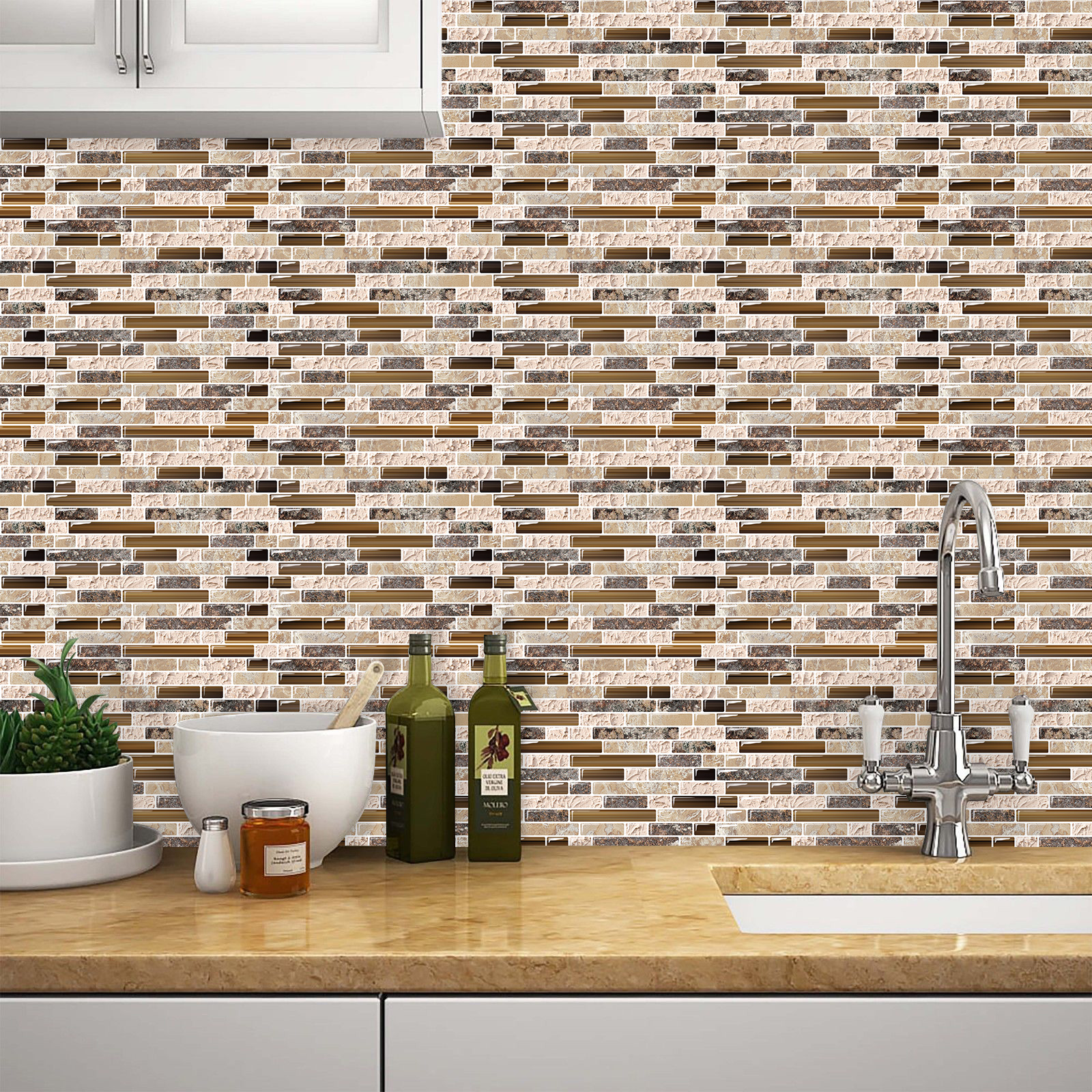 3D Century Mosaic soft magic gel vinyl peel and stick wall tile for bath kitchen backsplash