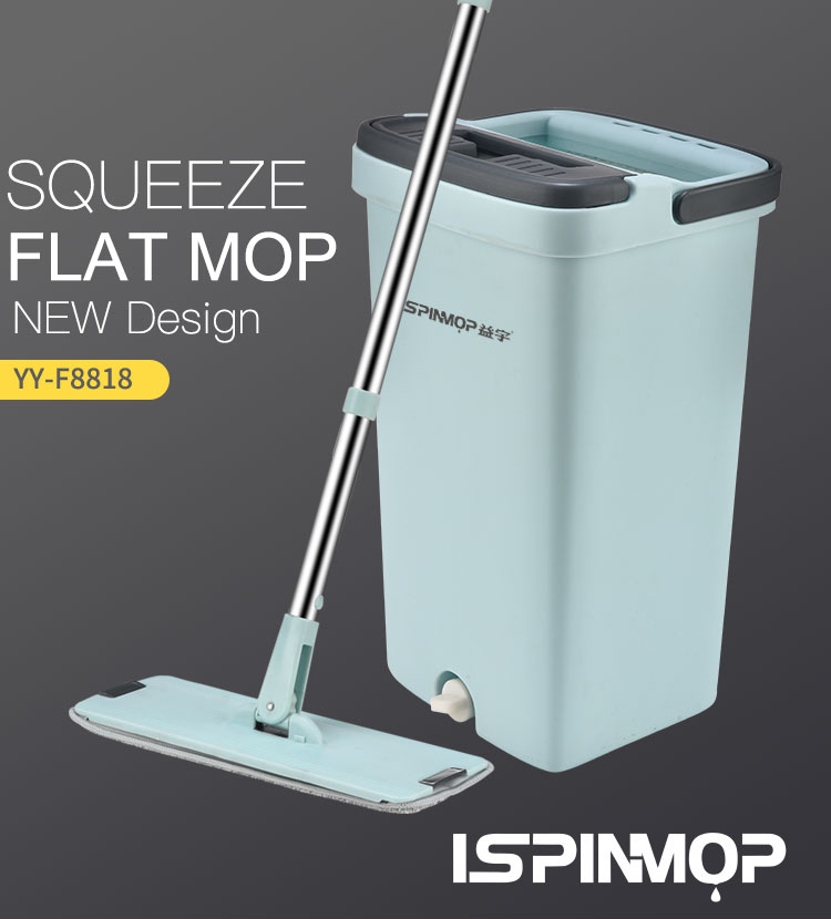 Squeeze Flat Floor Mop and Bucket Set with  Easy Self-Wringing Cleaning Mop Bucket Wet and Dry Use