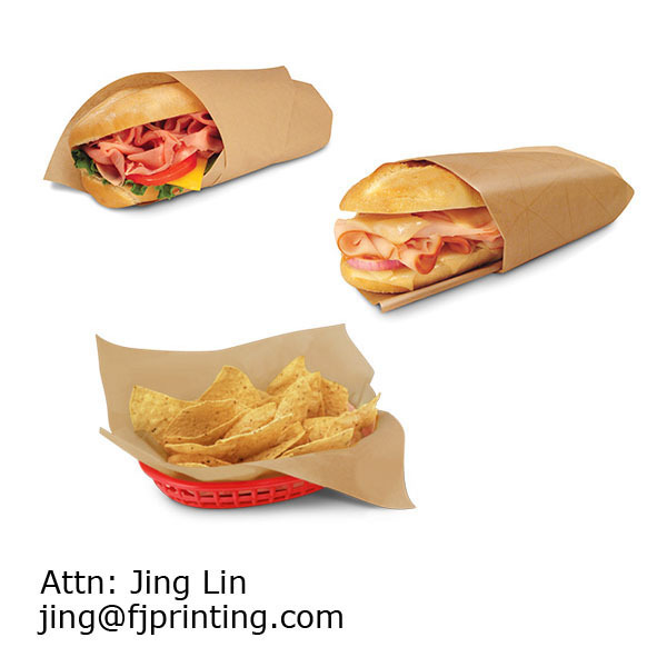 Greaseproof burger food wrapping deli wrap paper packaging