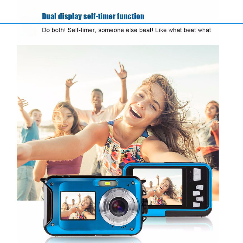 2.7" inch 24MP Dual LCD Screen Compact Digital Camera Waterproof 16x Zoom Video Camcorder Mini Cameras CMOS Micro Camera EU plug