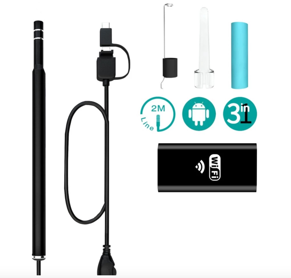 Wireless Mini Otoscope 1.3 MP Digital Ear Inspection Camera Earwax Cleaning Tool for IOS/Android/Windows