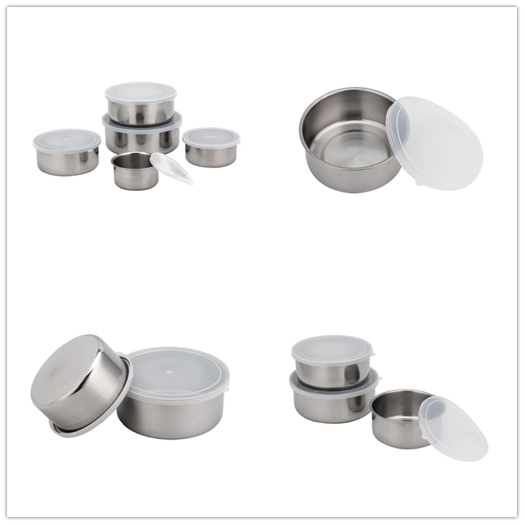 5PCS Stainless Steel Fresh Mixing Bowl Set Food Container