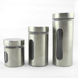 stainless steel l kitchen glass storage canister sets