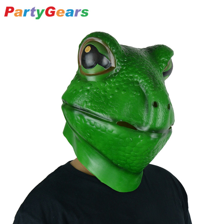 PartyCostume Costume dHalloween F/ête Masques de Latex T/ête Animale Grenouille Vert