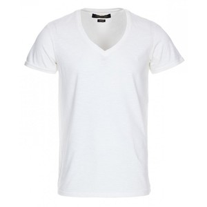 2019 latest design v neck blank organic cotton t shirt