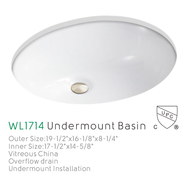 Popular Size 1714 Oval Undermount Ceramic Sinks