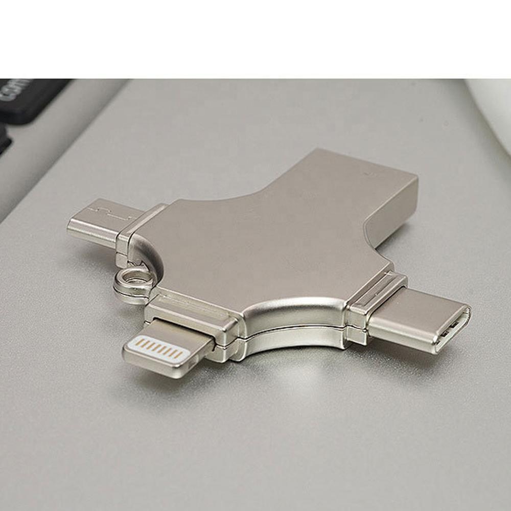 Высокоскоростной Usb флэш-накопитель 4 в 1 Тип C, карта памяти 3,0 Ios Micro Android Otg, флэш-накопитель 64 ГБ