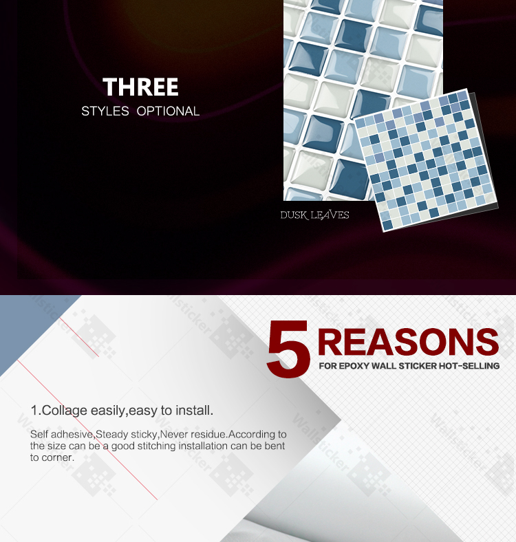 Peel and Stick Tiles Kitchen Backsplash Tiles 3D Wall Stickers 6 Tiles/Pack Kitchen Wall Stickers