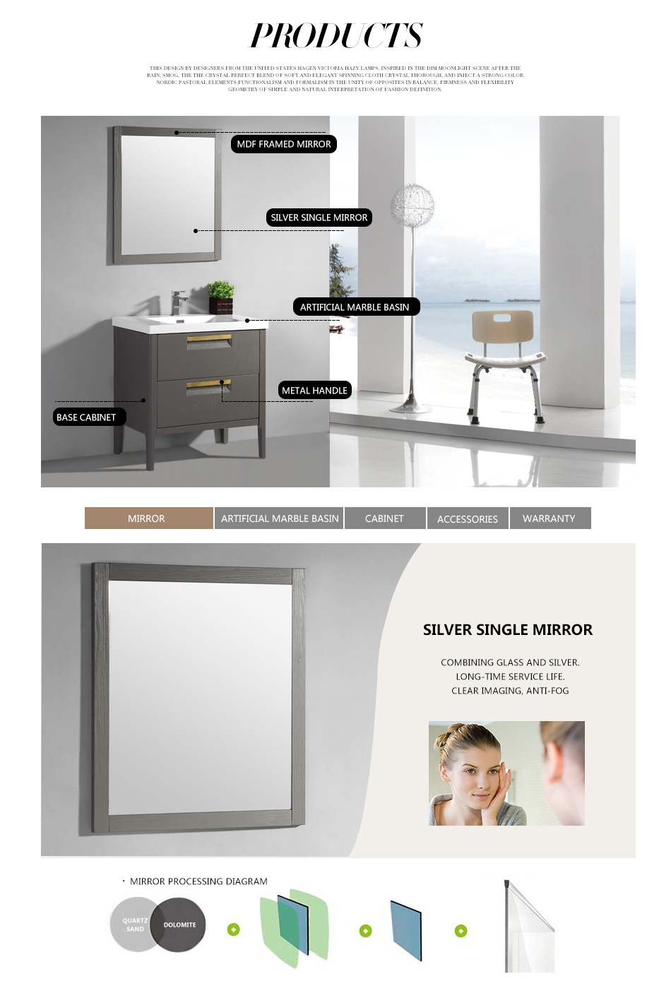 GOLDEA 32 inch bathroom vanity standing American style bathroom furniture