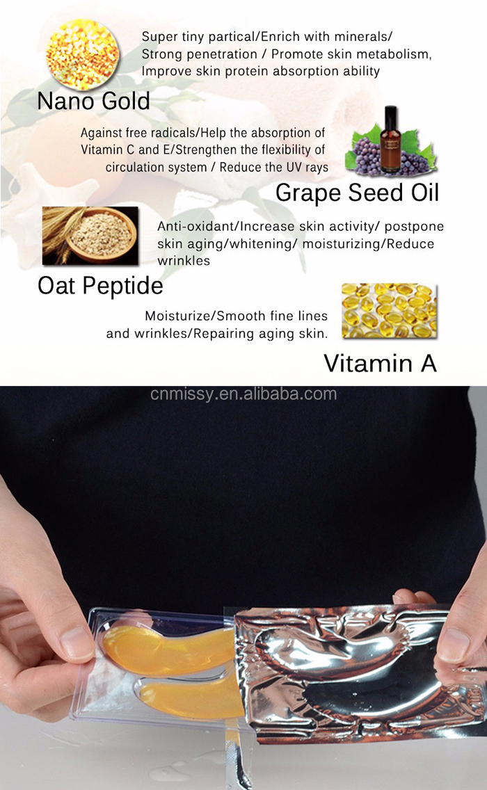 OEM ODM Private label Best Quality 24K Gold Collagen Anti-Puffiness Crystal Collagen Gel Eye Patch Mask