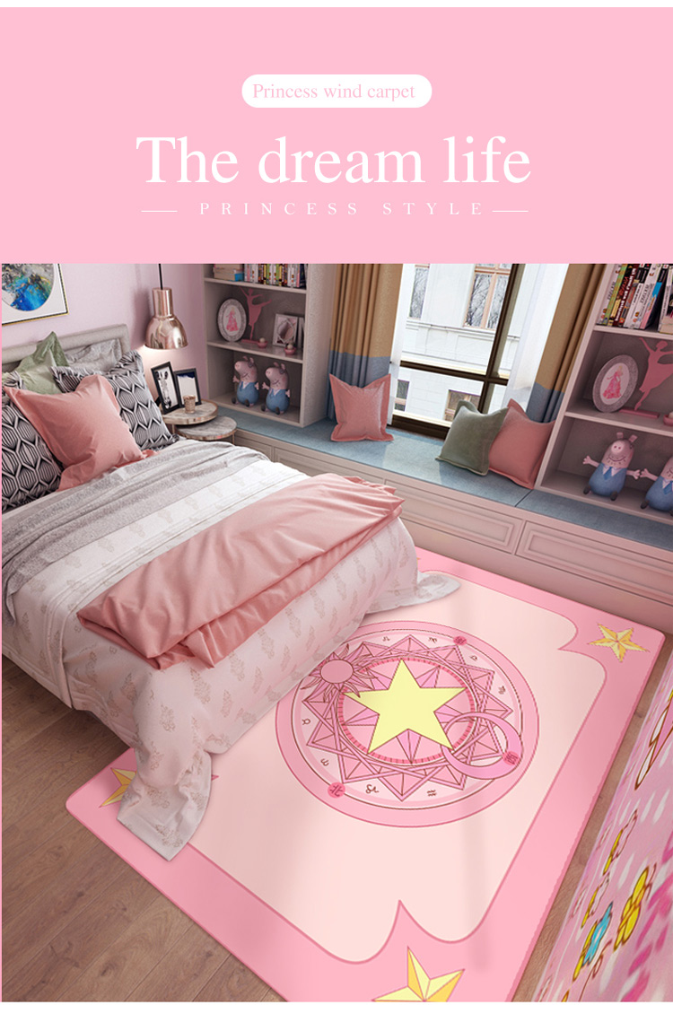 Simple Style Anti Slip Machine Washable No Fadding Pink English Victoria's Secret Bedroom Carpet Rugs