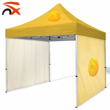 Custom 3x3 yellow outdoor folding hard shell roof top tent with display wall