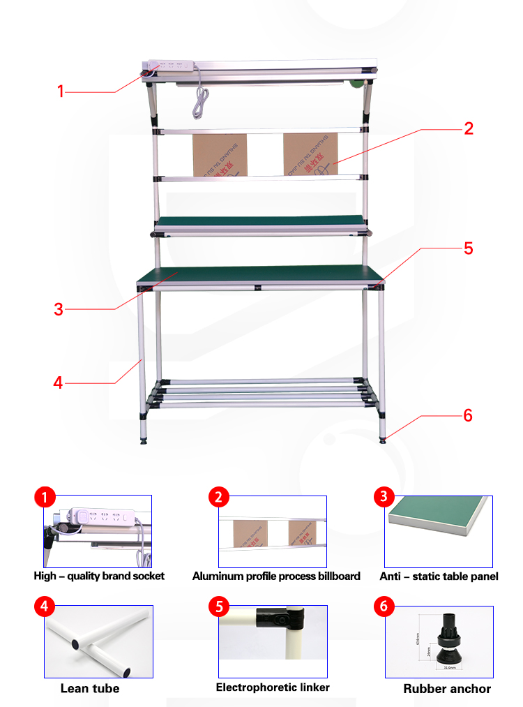 DIY flexible lean pipe esd table industrial workbench for assembly line lean pipe workbench