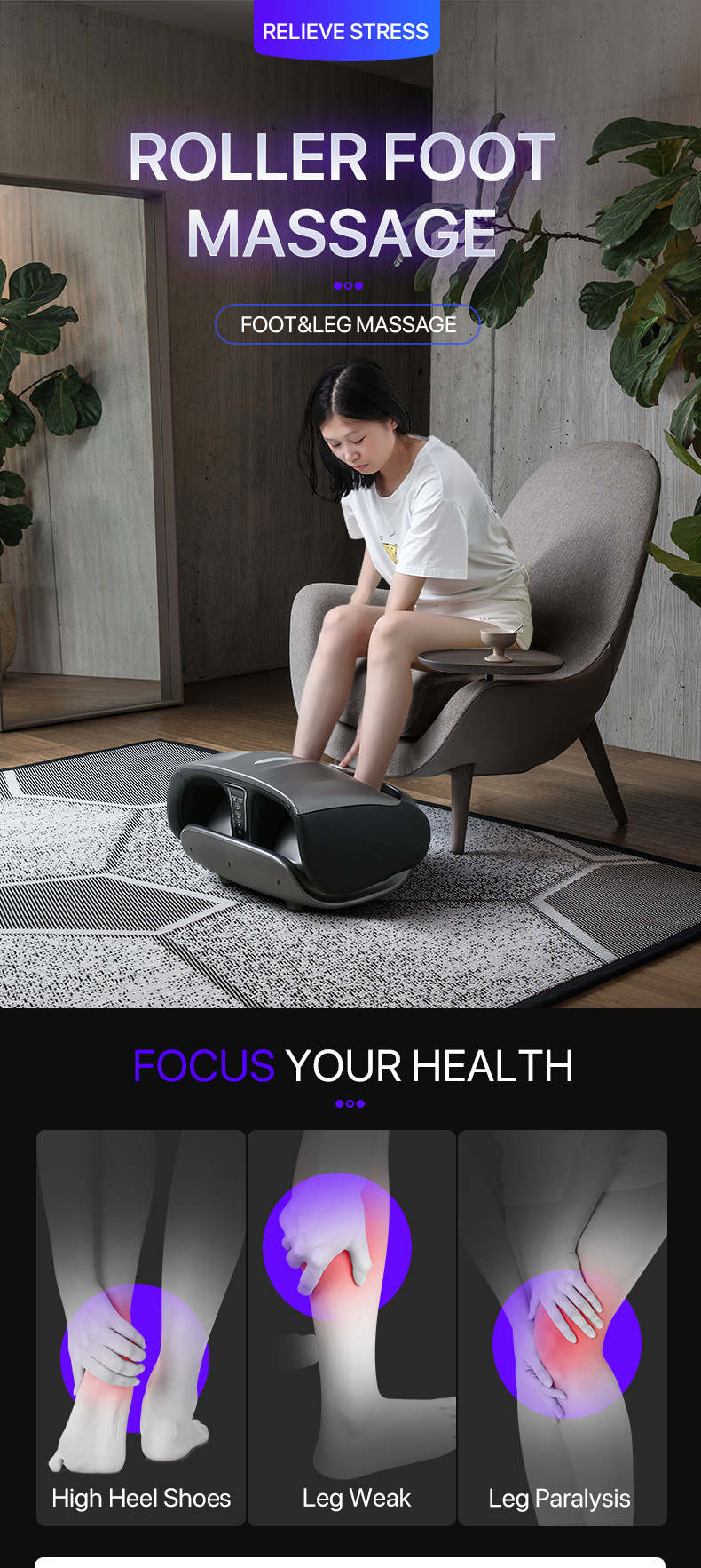 Jare 888L Factory For Shiatsu Leg Roller Electric Massage Machine Beautician Vibrating Circulation Calf Foot Massager