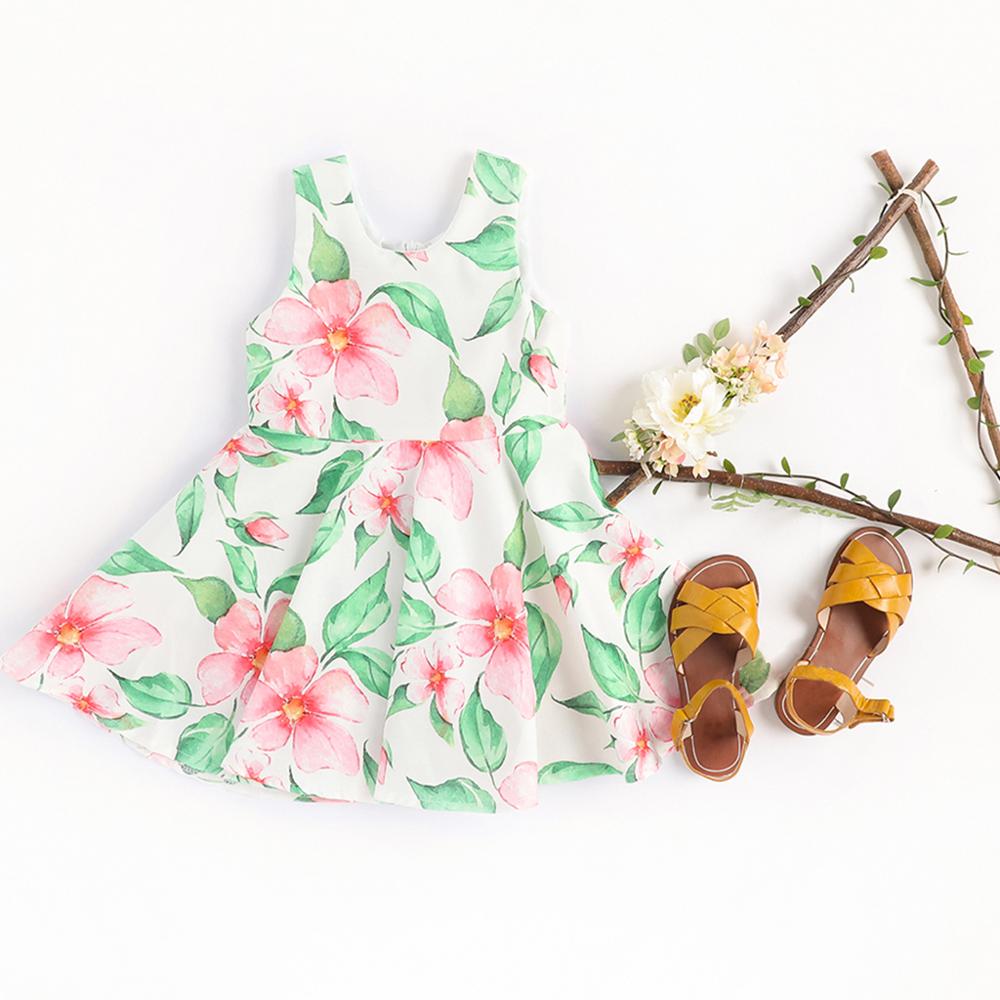 Новинка 2019, летнее красивое платье без рукавов с цветами для девочек, оптовая продажа