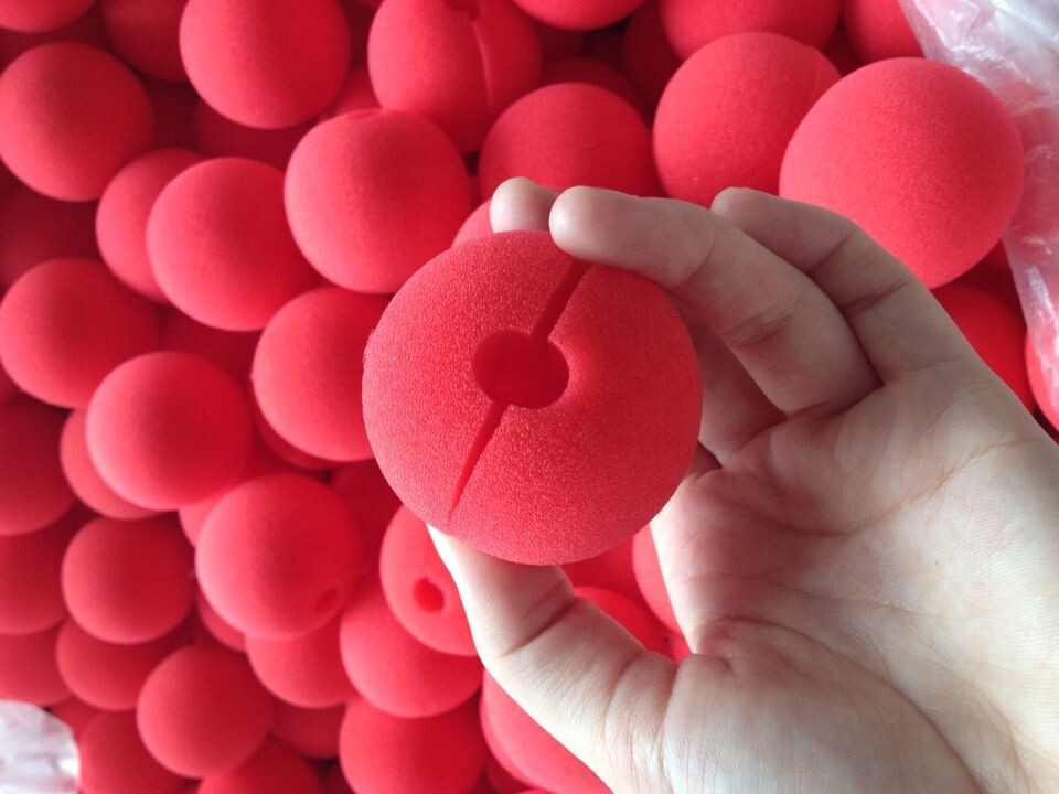 12 件/袋有趣的红色泡沫小鼻子与海绵派对