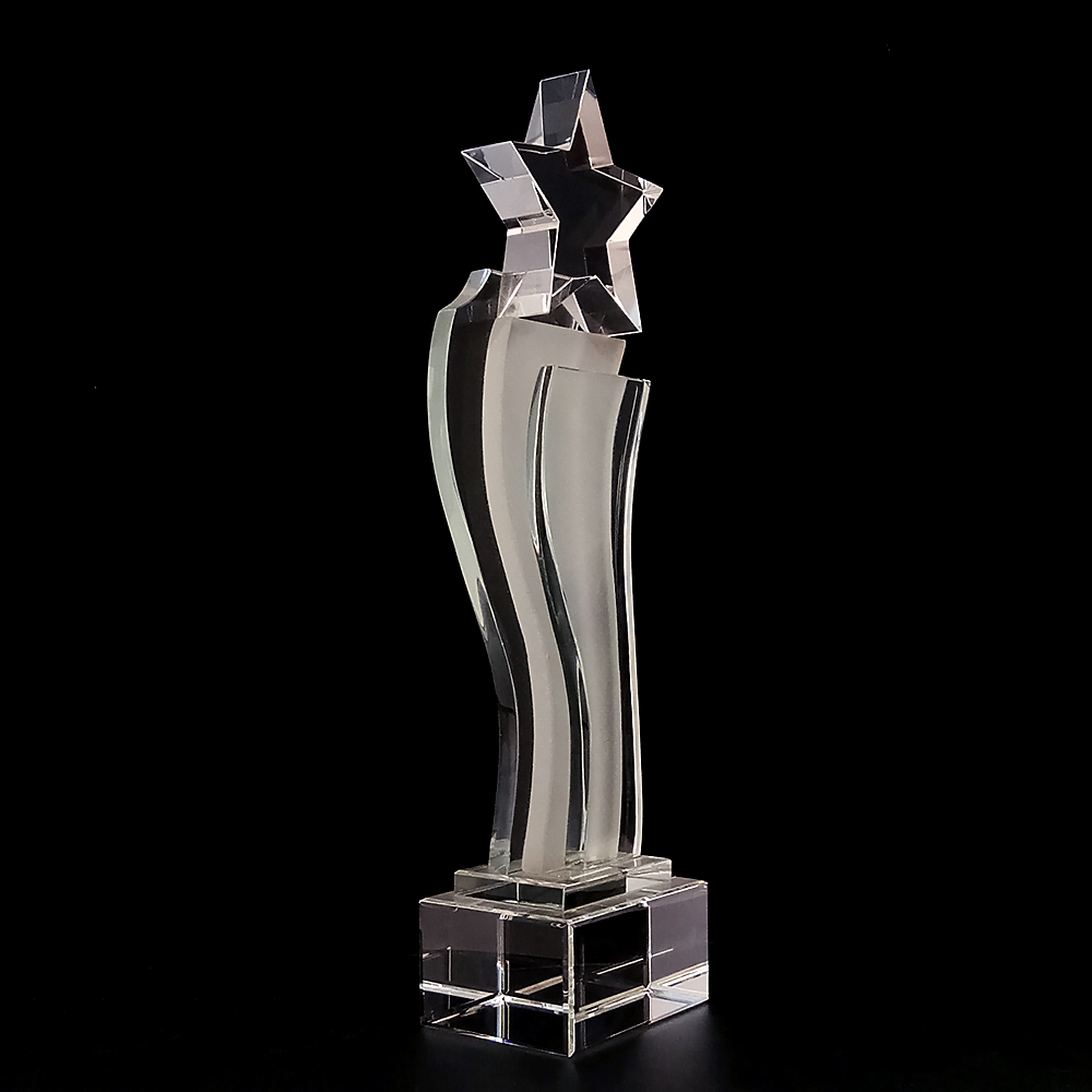 优秀的k9玻璃水晶奖纪念品礼物定制水晶奖杯星塔,带透明底座