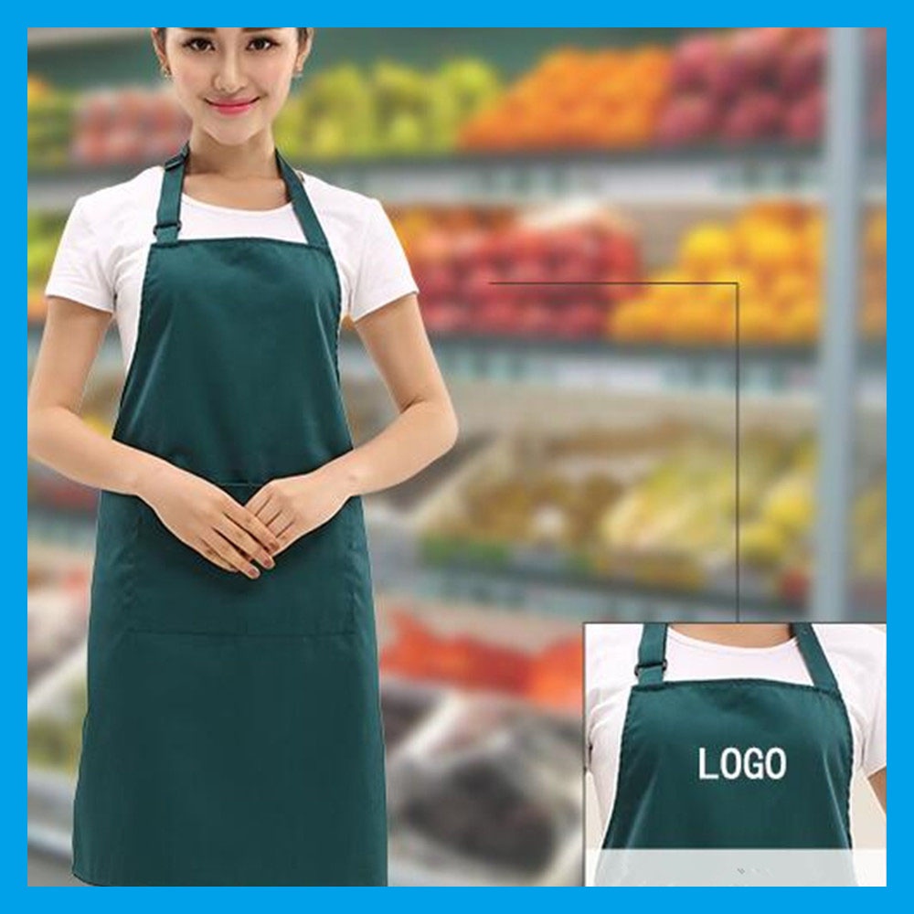 Various Colours Available Adults//Unisex Plain Polycotton Bib Apron With Pocket Sage