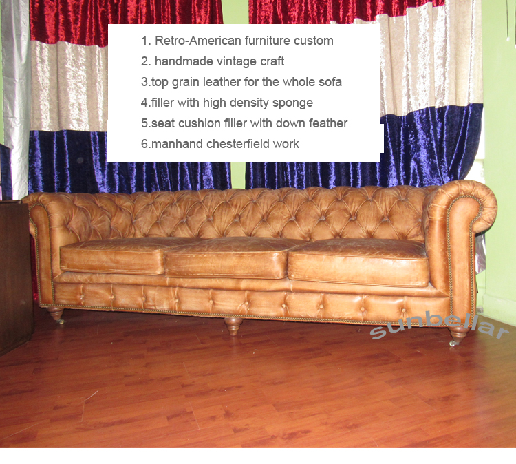 luxury furniture living room sofas chesterfield top grain leather dull polish leather sofa set home furniture