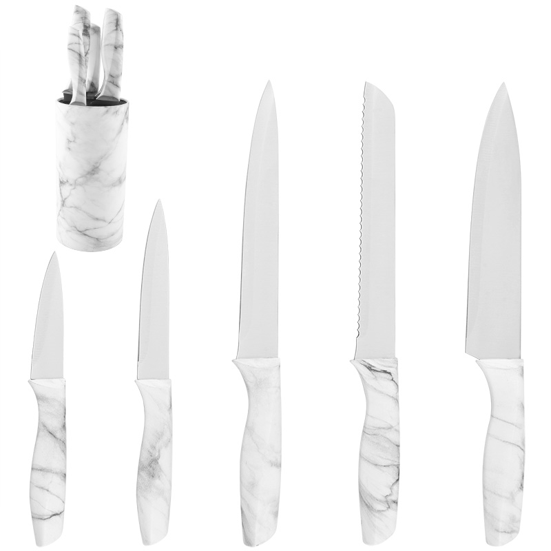 подставка для ножей "мрамор" d-105мм h-175мм (белый/черный). набор ножей мрамор. мраморный нож. набор ножей knife set 6 127079. набор кухонных ножей webber be-2264n.