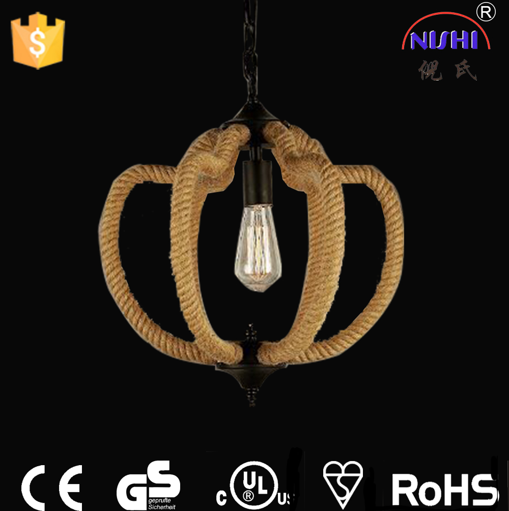 Art decoration Industrial design hemp rope handmade pendant lamp