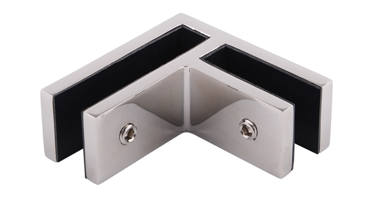 缎面拉丝不锈钢加强筋,用于90度角的玻璃到玻璃