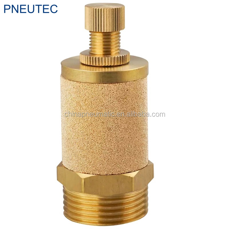 5pcs Brass Exhaust Muffler - 1/2" G Male Thread, Sintered Bronze Filter, For Pneumatic Tools (300 PSI Max)