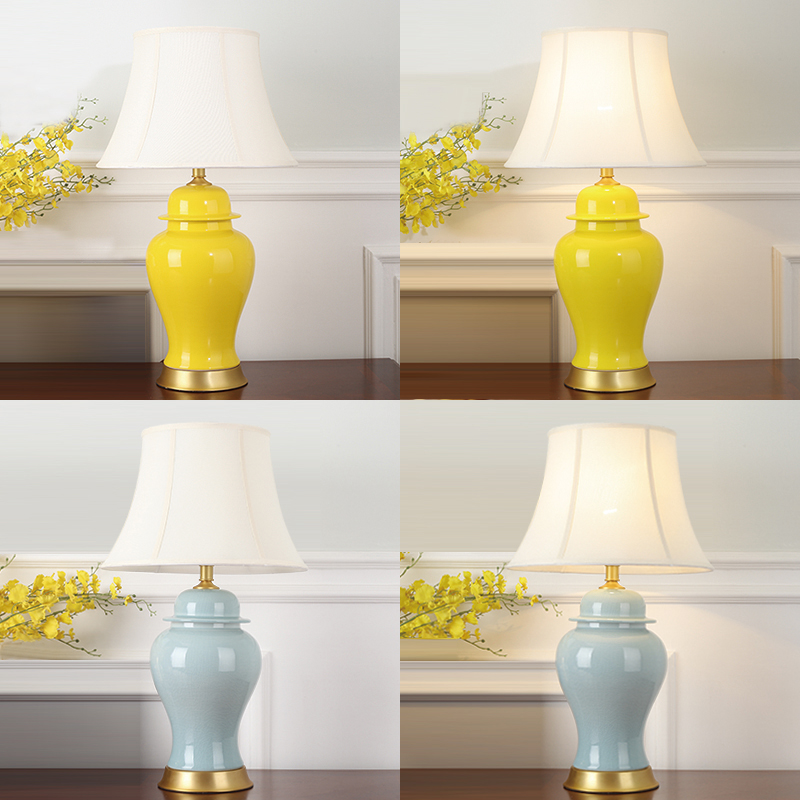 Traditional Chinese porcelain vase light ceramic table lamp with different color by handmade