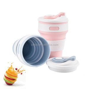 Wholesale Folding Water Cup With Air Tight Lid Portable Camping Travel Coffee Collapsible Silicone Cup