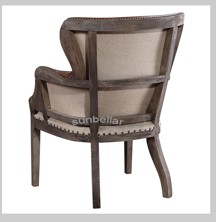 vintage brown genuine leather dining chair rough leather unfinished wood chair traditional accent armchairs for hotel room