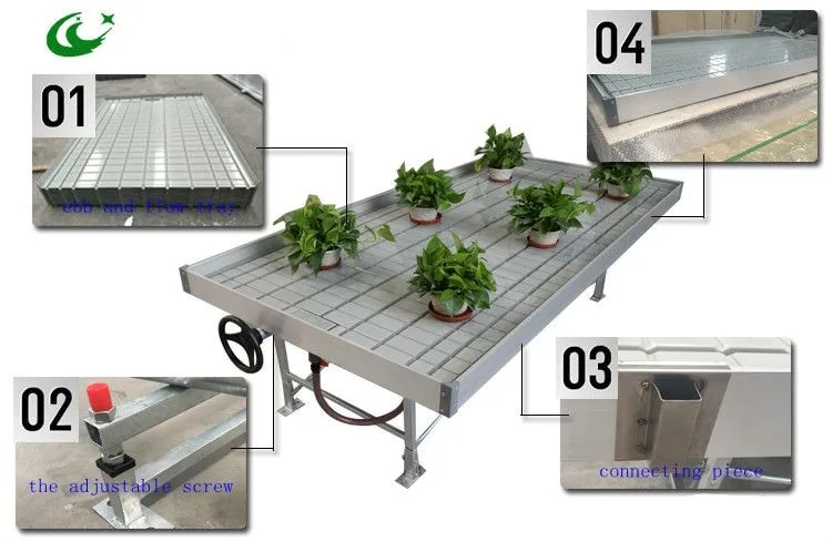 ABS Ebb and Flow Trays Hydroponic Flood Rolling Benches