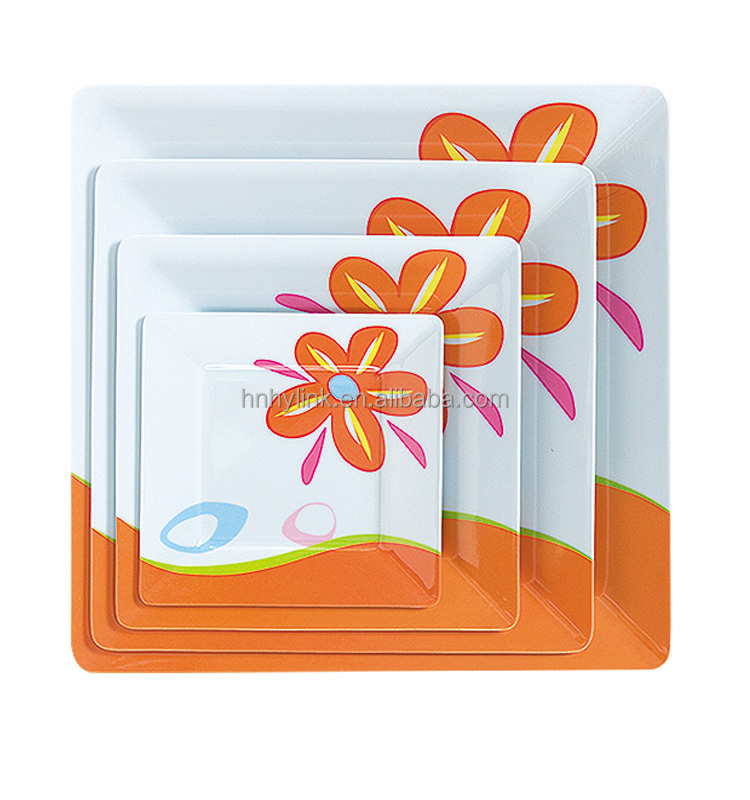 15,4*15,4 см Высокое качество SGS одобренный пищевой-Рождественский костюм; Детский квадратный меламиновая тарелка с печатью крытым рисунком (B3001-1)