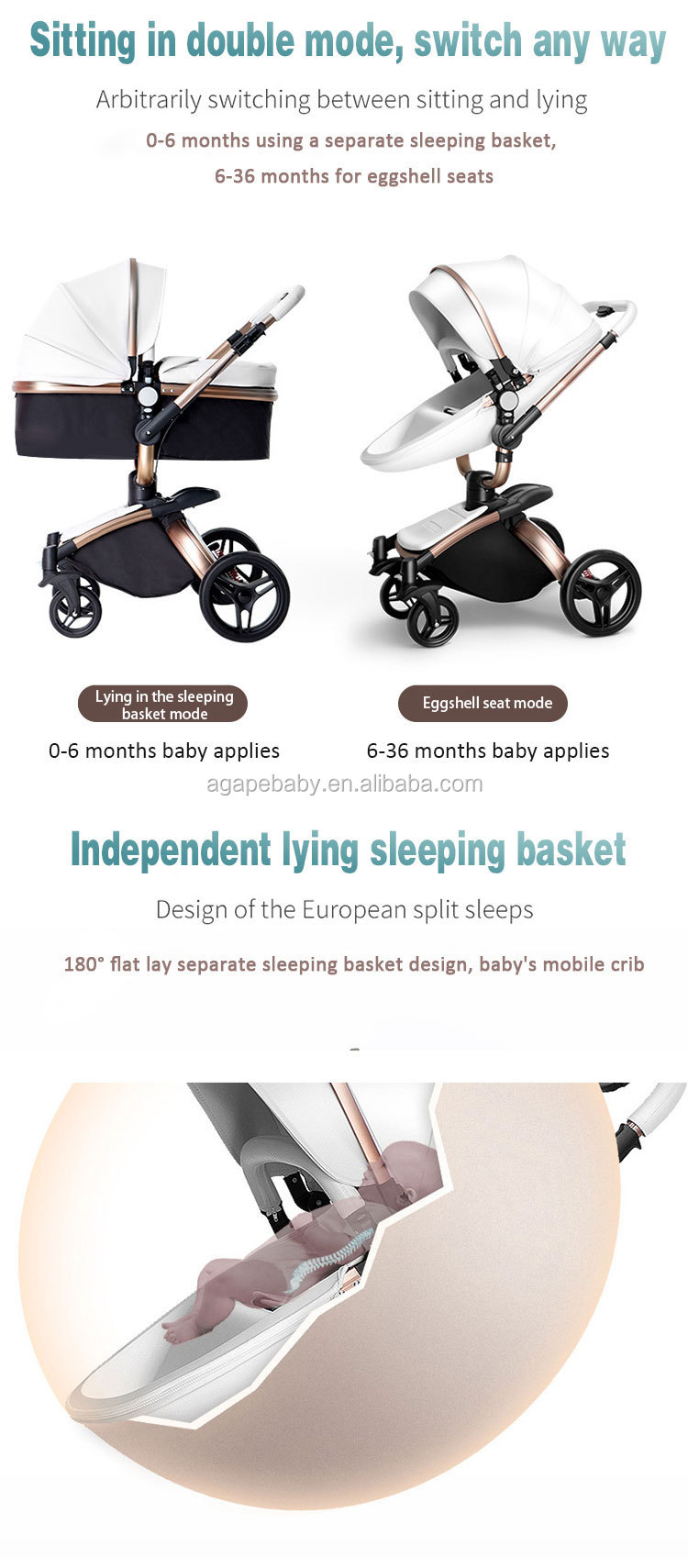 Fast Shipping Door To Door Luxury Baby Stroller 3 in 1 Folding bi-directional high landscape stroller baby pram china factory