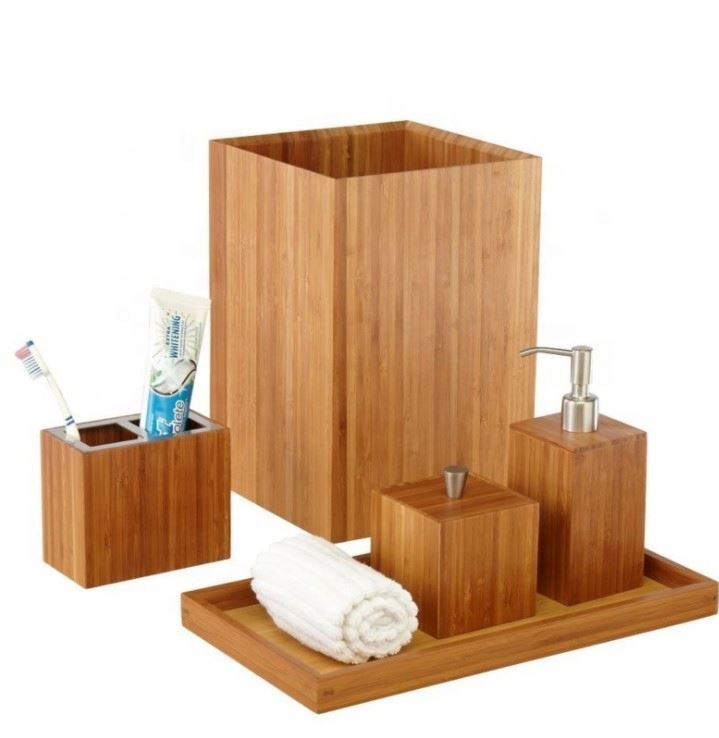 Различные узоры деревянные ванны набор полка для семьи и отеля