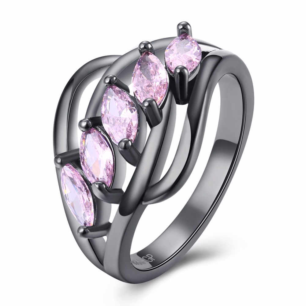 Cherryn Gold-color Big Pink Murano Ring cz engagement ring amazon fashion rings