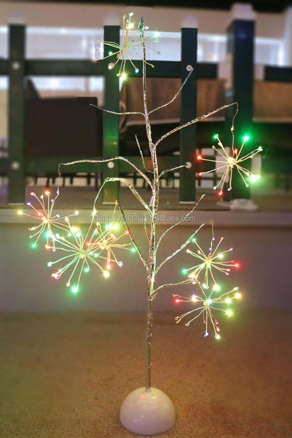 led 烟花树灯夜间台灯 3aa 电池供电闪光和多色圣诞节节日